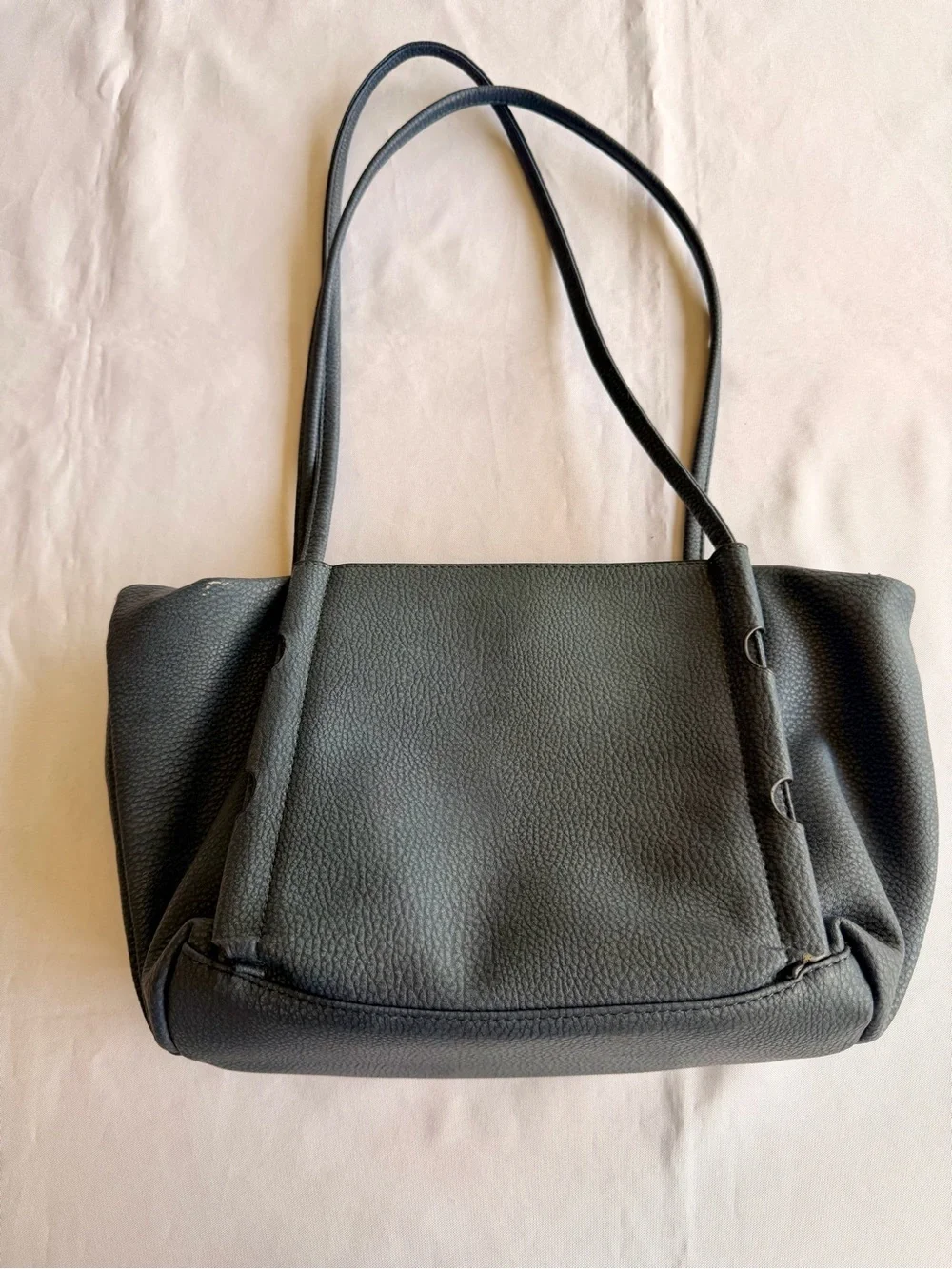 Pierre Blue Pebbled Shoulder Tote Purse Gold Hardware Dual Straps